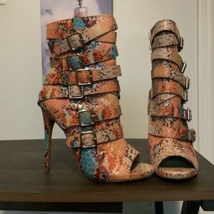 Multicolor Strappy High Heel Sandals